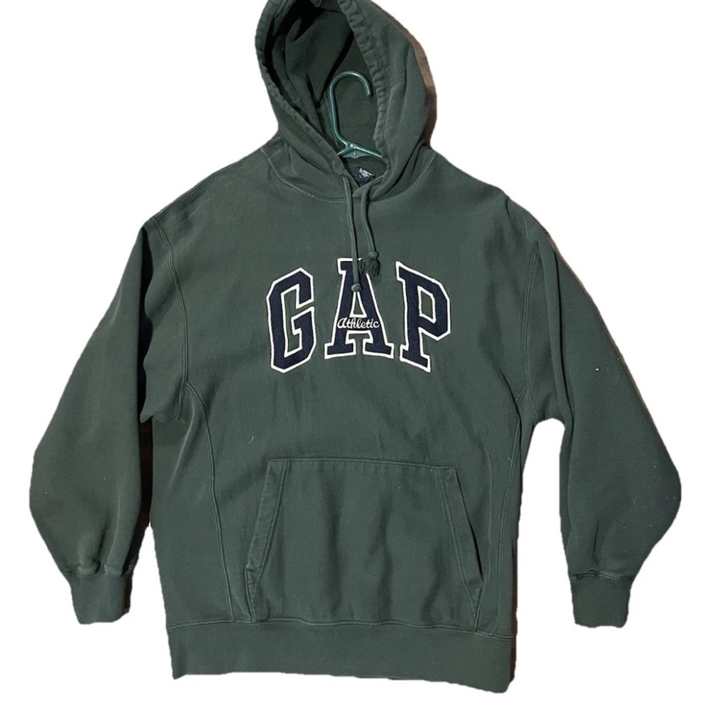 Vintage Gap Athletic Green Men’s Spell Out Logo Hoodie Size Medium Hooded Y2K S